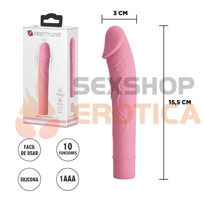 Estimulador con forma de pene y 10 velocidades de vibracion